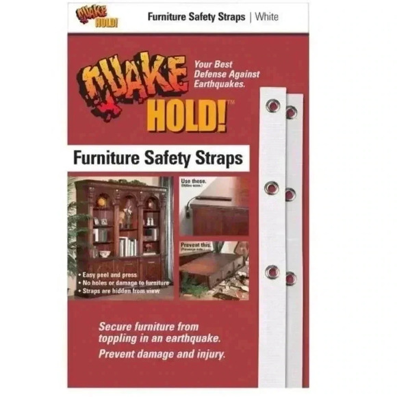 Quake HOLD White Furniture Safety Straps - 2 Packs - Picture 1 of 2